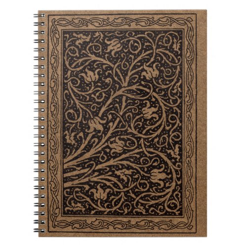 Brown Leather Art Nouveau Floral Notebook