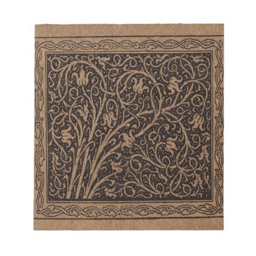 Brown Leather Art Nouveau Floral Notepad