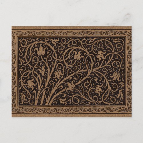 Brown Leather Art Nouveau Floral Postcard