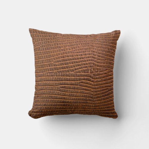 Brown leather as a backgroundtextureleatherskin throw pillow