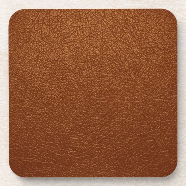 Brown Leather Beverage Coaster (Front)