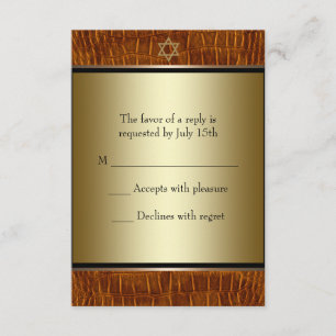 Brown Leather Black Bar Mitzvah RSVP