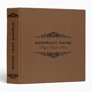 Brown Leather Black Swirly Frame 3 Ring Binder