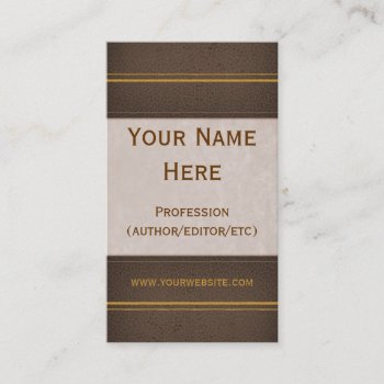 Brown Leather Book Business Card by BaileysByDesign at Zazzle