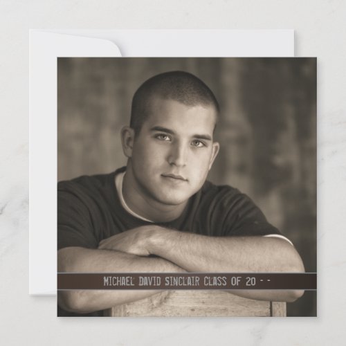 Brown Leather Boys Photo Graduation Announcement