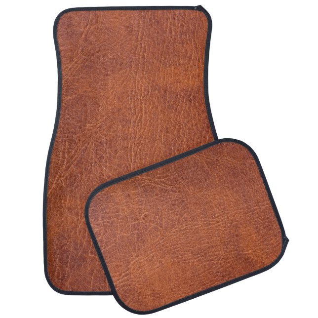 Brown leather car mat (Set)