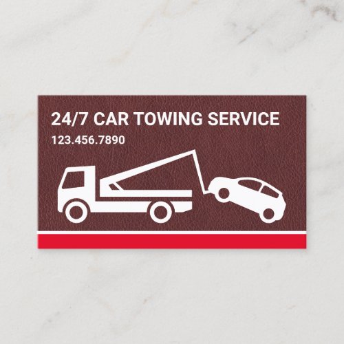 Brown Leather Car Towing Service Tow Truck Business Card