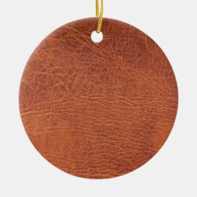 Brown leather ceramic ornament (Front)