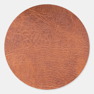 Brown leather classic round sticker