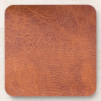 Brown Leather Coaster by hildurbjorg at Zazzle