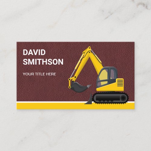Brown Leather Construction Bulldozer Excavator Business Card