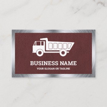 Brown Leather Construction Hauling Dump Truck Business Card by ShabzDesigns at Zazzle