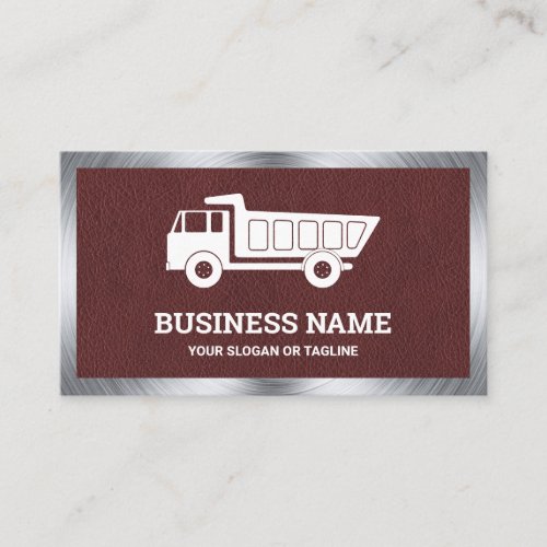 Brown Leather Construction Hauling Dump Truck Business Card