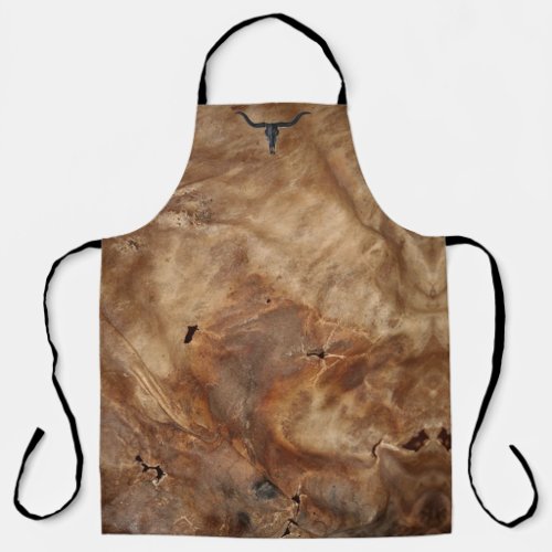 brown leather cow hide print  All_Over Print Apron