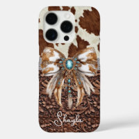 Brown Leather Cowhide Jewelled Bow Monogrammed