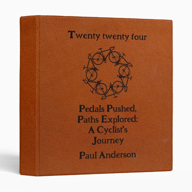 Brown Leather Cycling Collection Cyclist Diary 3 Ring Binder (Front/Spine)