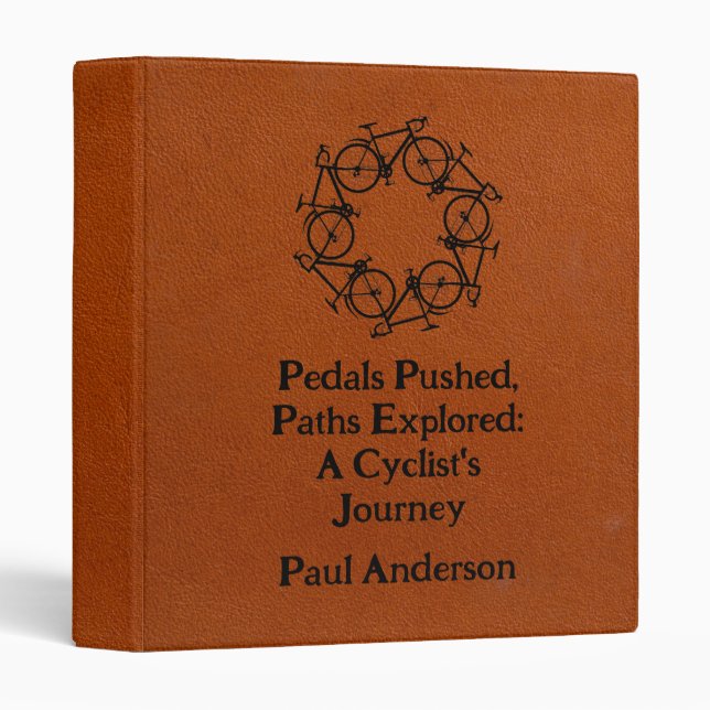 Brown Leather Cycling Collection Cyclist Diary 3 Ring Binder (Front/Spine)