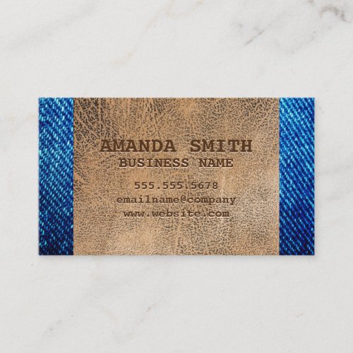 Brown Leather  Denim Business Card