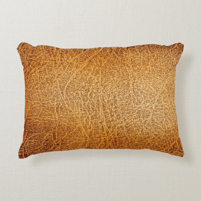 Brown Leather: Detailed Texture Closeup Accent Pillow (Front)