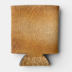 Brown Leather: Detailed Texture Closeup Can Cooler
