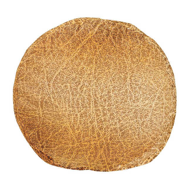 Brown Leather: Detailed Texture Closeup Pouf (Bottom)