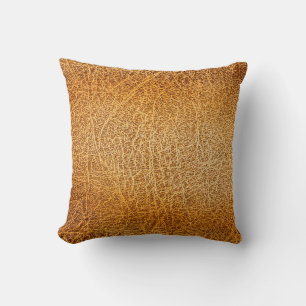 Brown Leather: Detailed Texture Closeup Throw Pillow