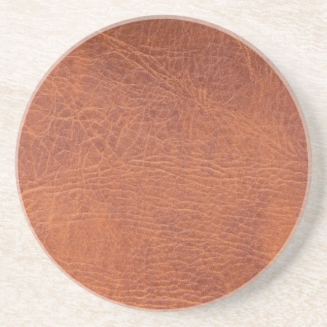 Brown leather drink coaster (Front)