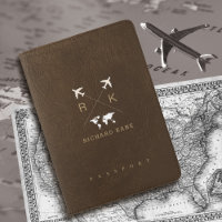 Brown Leather Elegant Classy Traveler Name