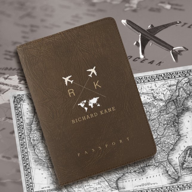 Brown Leather Elegant Classy Traveler Name Passport Holder (Creator Uploaded)