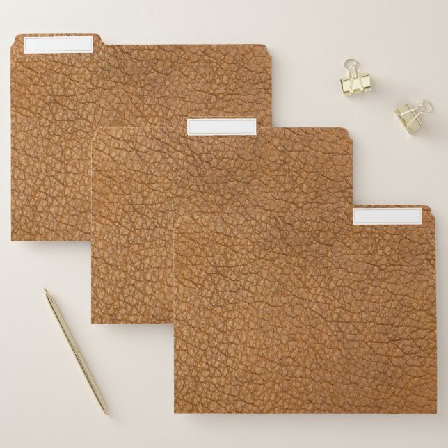 Brown leather file folder (Set)