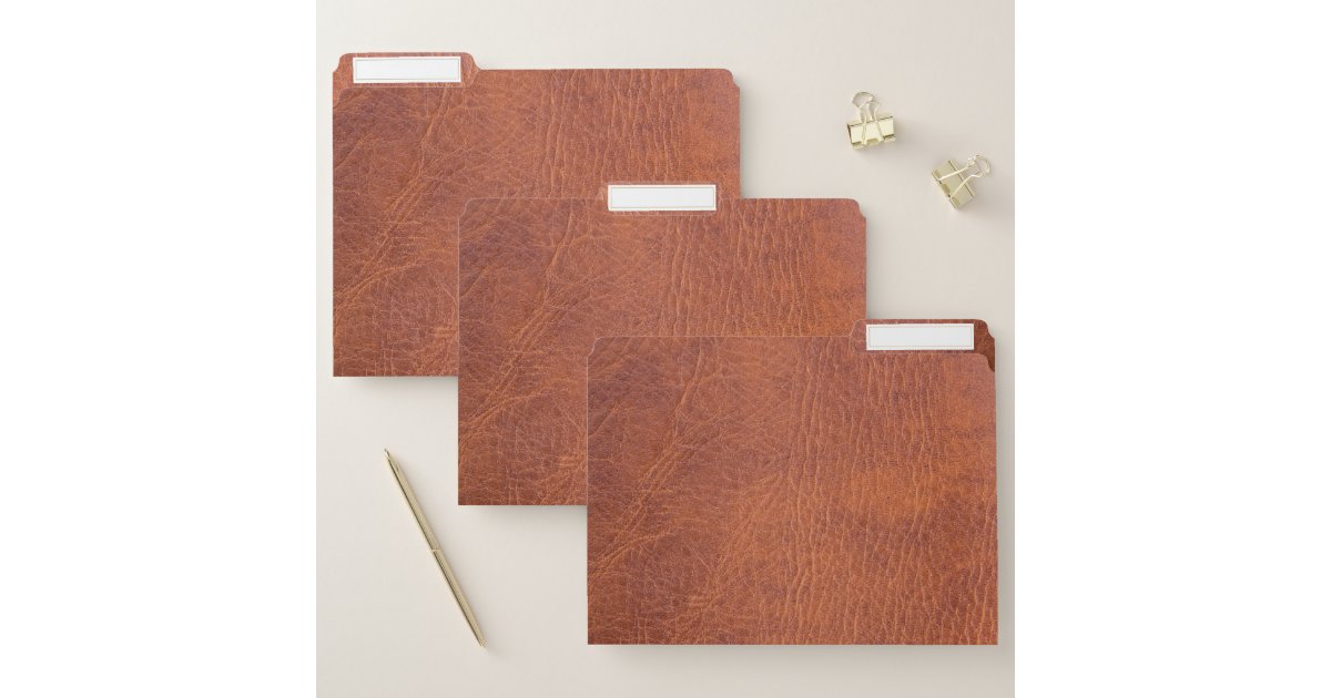 Brown leather file folder Zazzle