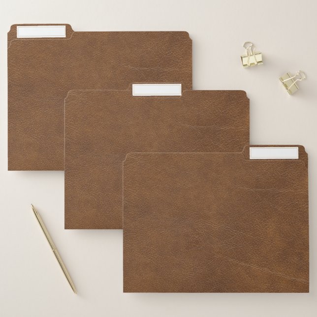 Brown leather file folder (Set)