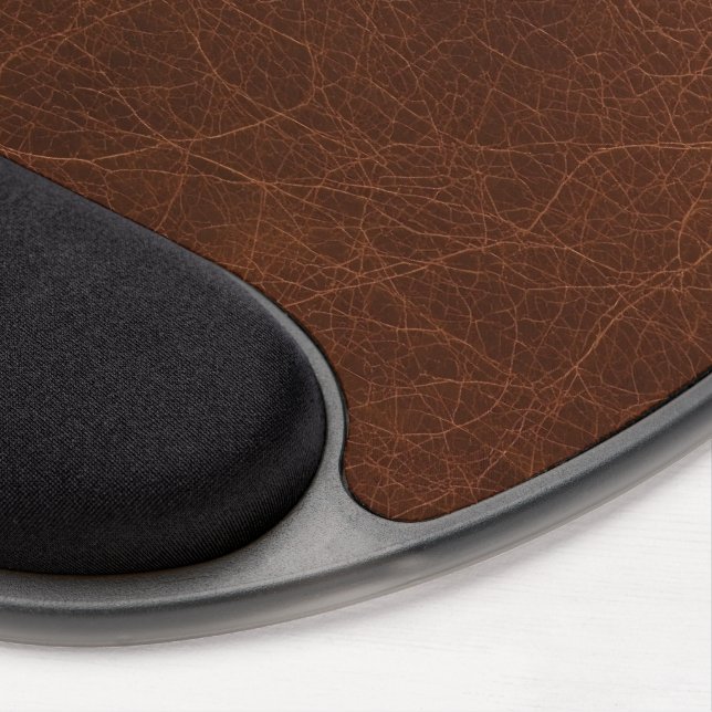 Brown Leather Finish Texture Stylish Gel Mouse Pad (Right Side)
