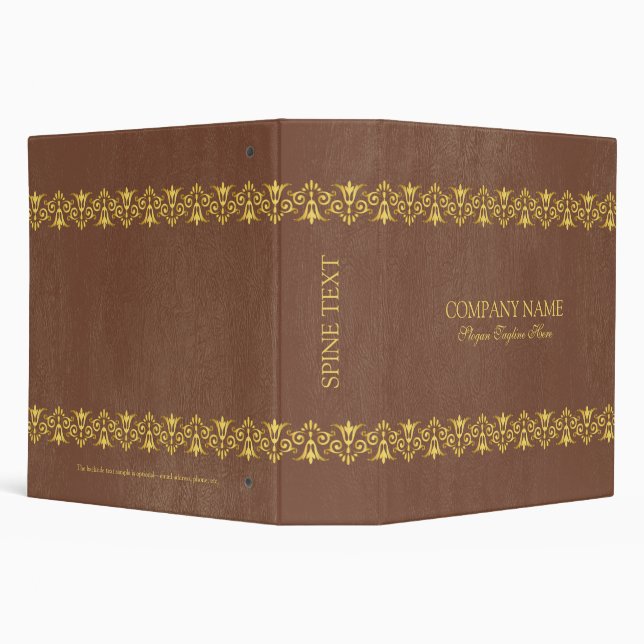 Brown Leather Gold border 3 Ring Binder (Background)