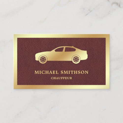 Brown Leather Gold Car Professional Chauffeur Business Card
