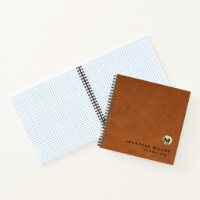 Brown Leather Gold Monogram Graph Paper 
