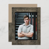 Brown Leather - Graduation Announcement Post Card (Front/Back)