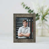 Brown Leather - Graduation Announcement Post Card (Standing Front)