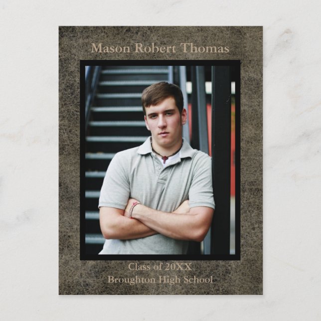 Brown Leather - Graduation Announcement Post Card (Front)