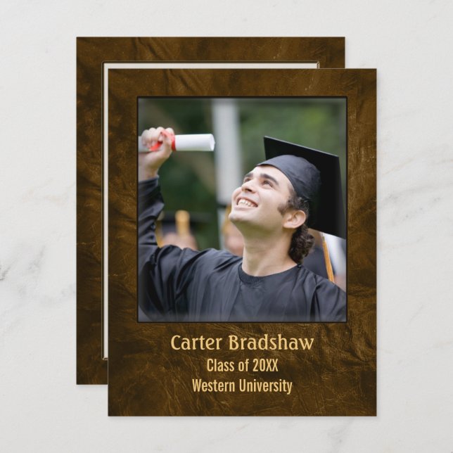 Brown Leather Graduation Invitation (Front/Back)