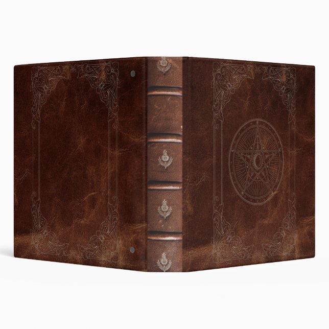 Brown Leather Grimoire Book of Shadows  3 Ring Binder (Background)