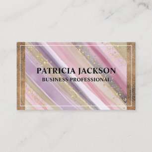 Brown Leather Hand Painted Gold Flakes Business Card