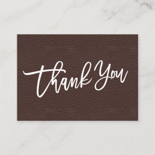 Brown Leather hand written Thank you customer Enclosure Card