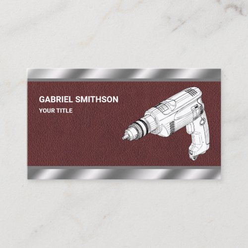 Brown Leather Hardware Power Tools Drill Machine Business Card
