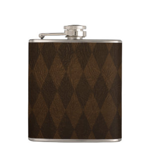 brown leather harlequin pattern flask