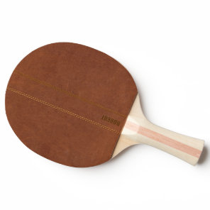 Brown Leather Image Custom Text Ping Pong Paddle