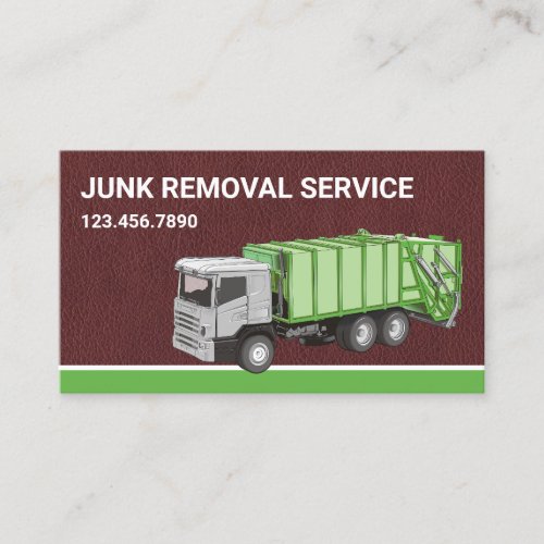 Brown Leather Junk Removal Service Garbage Truck Business Card