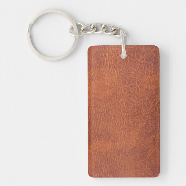 Brown leather keychain (Front)