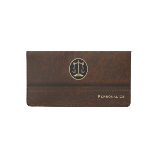 Brown Leather Lawyer Style Checkbook Cover (Front)