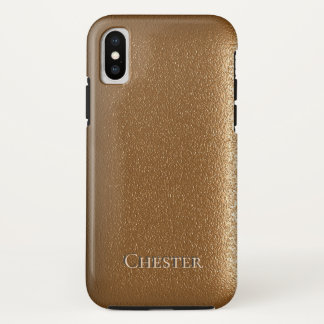 Brown Leather Like Texture Personalized iPhone X Case